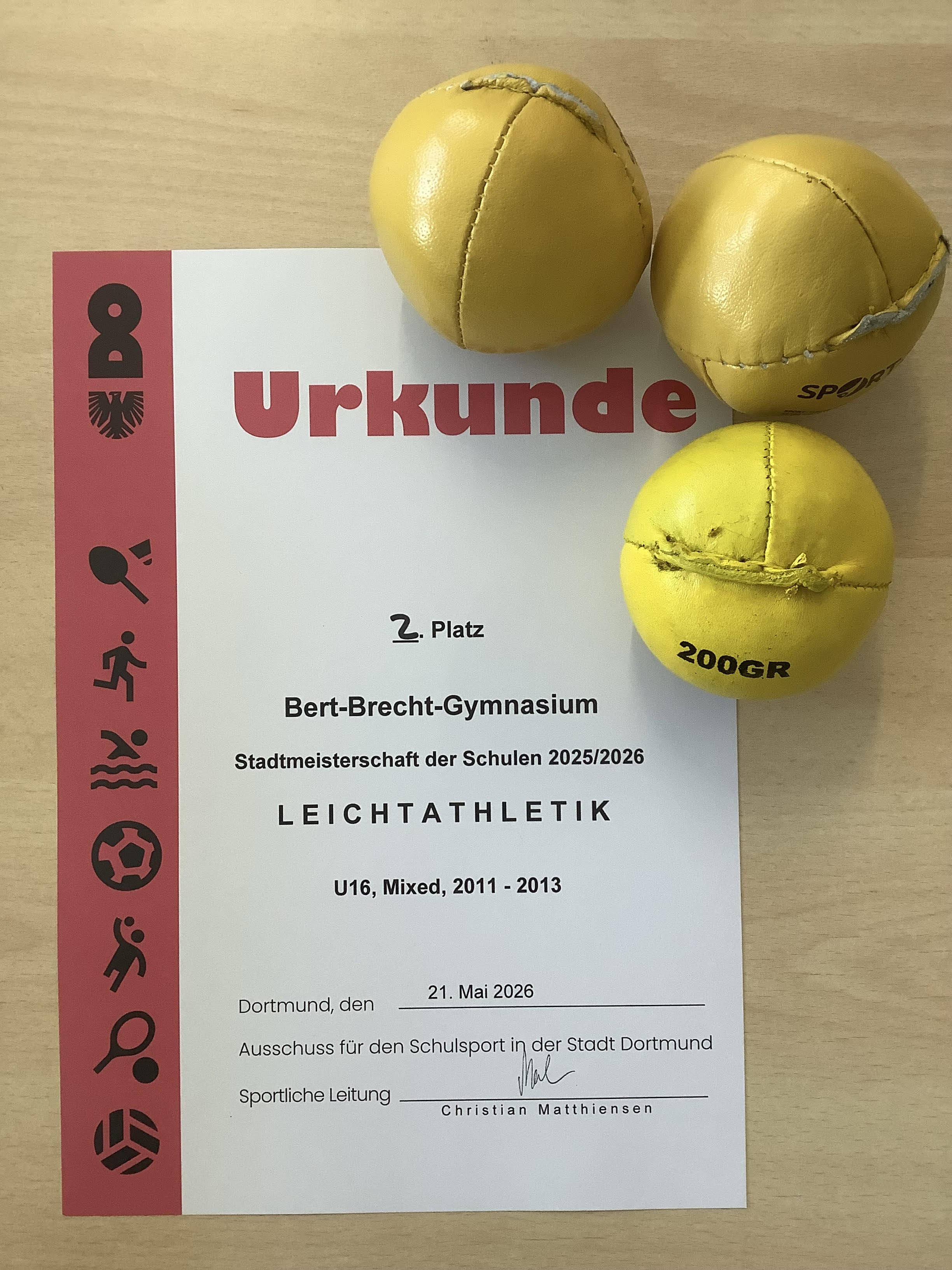 Vizemeister Leichtatlethik26 Urkunde